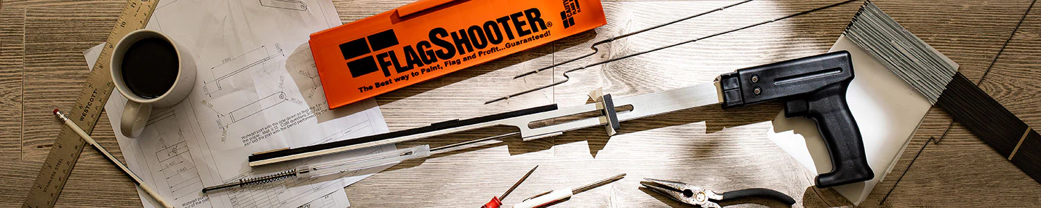 FlagShooter and FlagShooter Canless Utility Marking Flag insertion tool - L&R Subsurface Solutions LLC